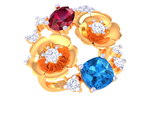 Printable 3D jewelry model of Lady diamond ring 3D मॉडल