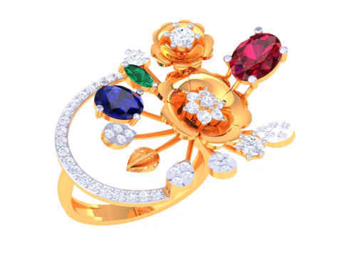 Modelo de joia 3D para impress&atilde;o do anel de diamante Lady Modelo 3D