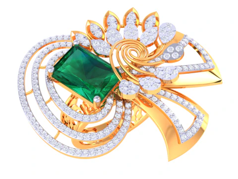 Тривимірна ювелірна модель жіночої каблучки з діамантом для друку 3D Модель