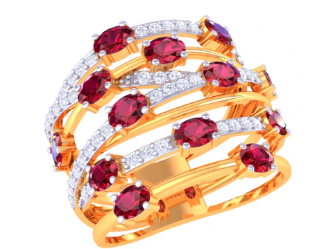 Modello di gioiello stampabile in 3D dell'anello con diamante Lady Modello 3D