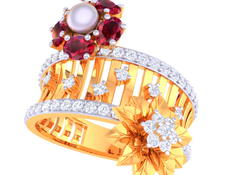 Printable 3D jewelry model of Lady diamond ring 3D Model