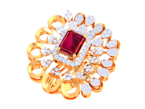 Modello di gioiello stampabile in 3D dell'anello con diamante Lady Modello 3D