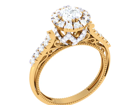 Printable 3D jewelry model of Lady diamond ring 3D Model