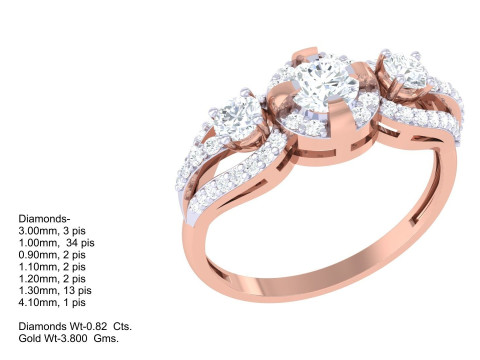 Printable 3D jewelry model of Lady diamond ring Modello 3D