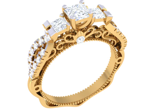 Printable 3D jewelry model of Lady diamond ring 3D Model
