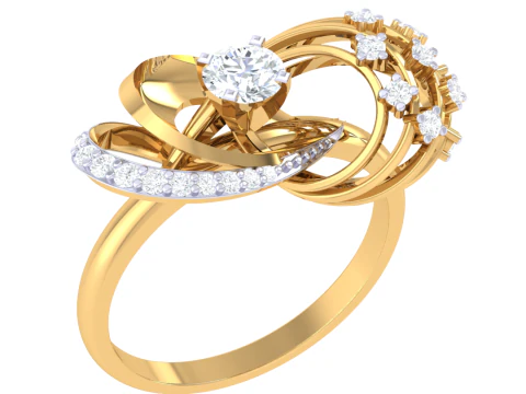 Printable 3D jewelry model of Lady diamond ring 3D Model