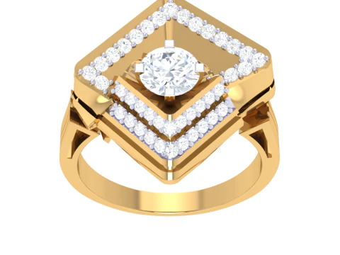 Тривимірна ювелірна модель жіночої каблучки з діамантом для друку 3D Модель