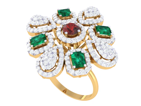 Printable 3D jewelry model of Lady diamond ring 3D Model
