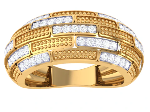 Druckbares 3D-Schmuckmodell eines Damen-Diamantrings 3D Modell