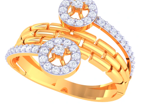 Model perhiasan 3D cincin berlian Wanita yang dapat dicetak Model 3D