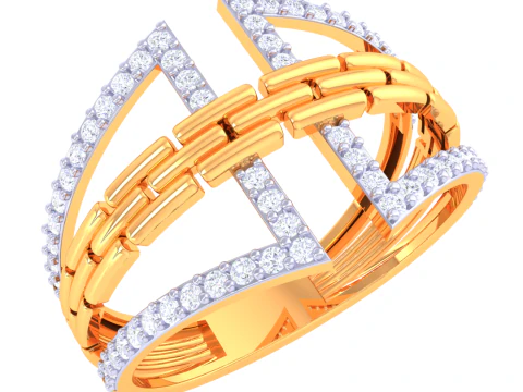 Modello di gioiello stampabile in 3D dell'anello con diamante Lady Modello 3D