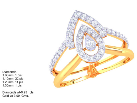 Printable 3D jewelry model of Lady diamond ring Modello 3D