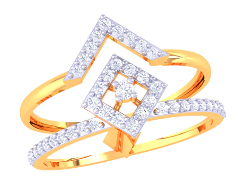 Modelo de joia 3D para impressão do anel de diamante Lady Modelo 3D