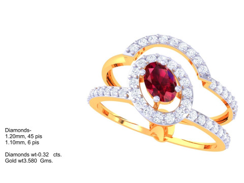 Printable 3D jewelry model of Lady diamond ring Modelo 3D