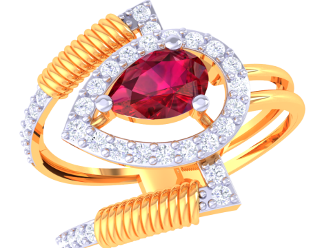 Printable 3D jewelry model of Lady diamond ring Model 3D