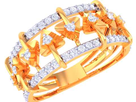 Printable 3D jewelry model of Lady diamond ring 3D 模型