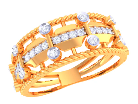 Afdrukbaar 3D-sieradenmodel van Lady diamanten ring 3D Model