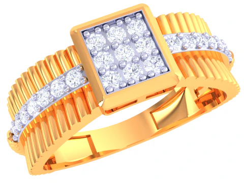 Тривимірна ювелірна модель жіночої каблучки з діамантом для друку 3D Модель