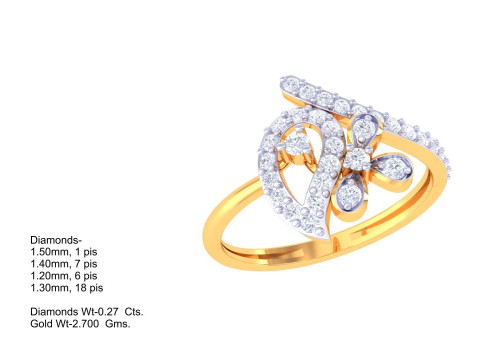 Printable 3D jewelry model of Lady diamond ring Modelo 3D