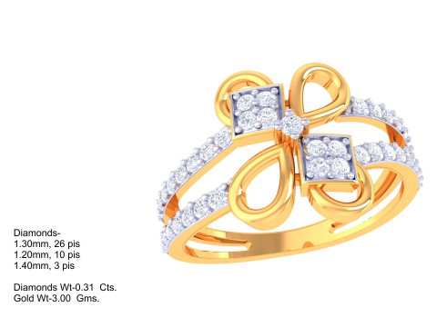Printable 3D jewelry model of Lady diamond ring Model 3D