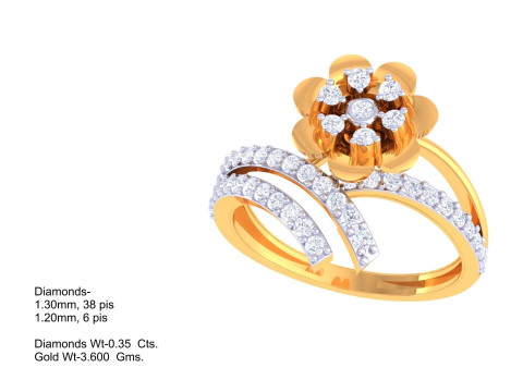 Printable 3D jewelry model of Lady diamond ring Modelo 3D