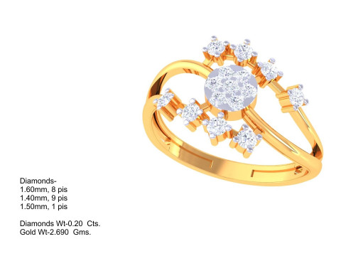 Printable 3D jewelry model of Lady diamond ring Modello 3D