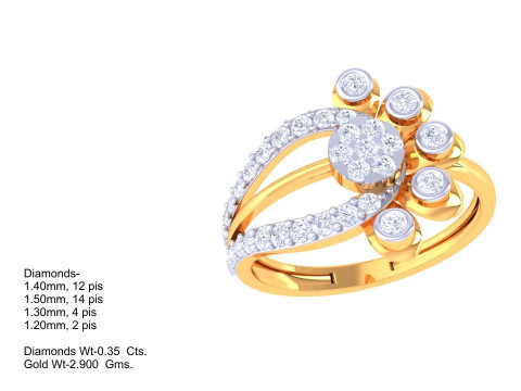 Printable 3D jewelry model of Lady diamond ring 3Dモデル