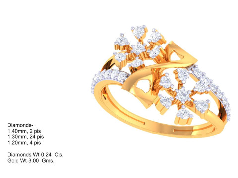 Printable 3D jewelry model of Lady diamond ring 3D Modell