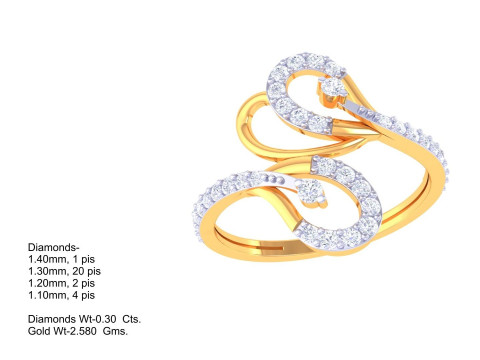 Printable 3D jewelry model of Lady diamond ring Modelo 3D