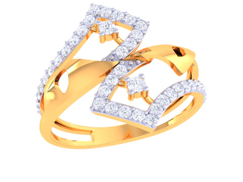 Druckbares 3D-Schmuckmodell eines Damen-Diamantrings 3D Modell