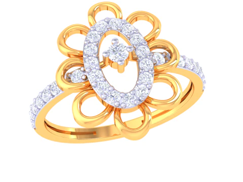 Тривимірна ювелірна модель жіночої каблучки з діамантом для друку 3D Модель