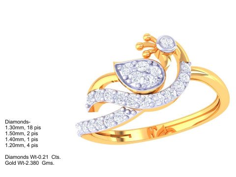 Printable 3D jewelry model of Lady diamond ring Modelo 3D
