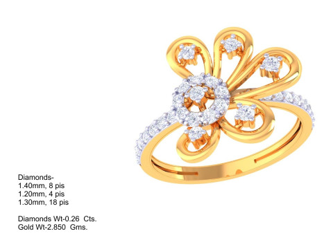 Printable 3D jewelry model of Lady diamond ring Modelo 3D