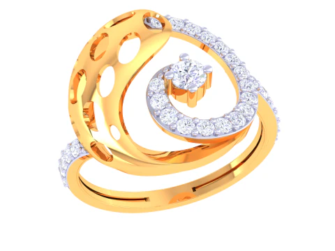 Druckbares 3D-Schmuckmodell eines Damen-Diamantrings 3D Modell