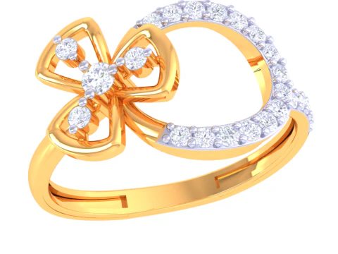 Тривимірна ювелірна модель жіночої каблучки з діамантом для друку 3D Модель