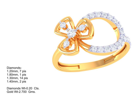 Printable 3D jewelry model of Lady diamond ring Model 3D