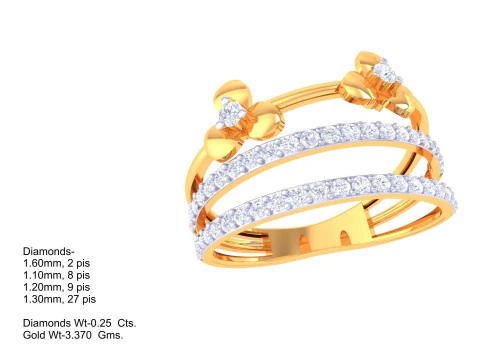 Printable 3D jewelry model of Lady diamond ring 3D Model