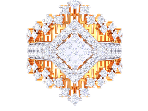 Printable 3D jewelry model of Lady diamond ring 3D मॉडल