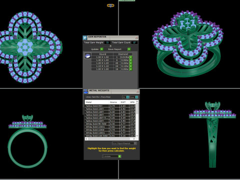 Printable 3D jewelry model of Lady diamond ring 3D Model
