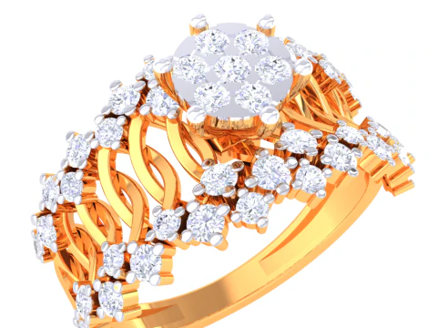 Model biżuterii 3D do druku z diamentowym pierścionkiem Lady Model 3D