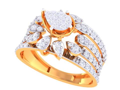 Model perhiasan 3D cincin berlian Wanita yang dapat dicetak Model 3D