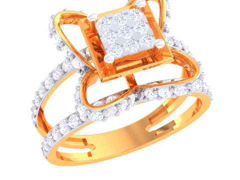 3D-модель ювелирного кольца Lady с бриллиантом для печати 3D Модель