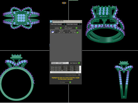 Printable 3D jewelry model of Lady diamond ring Modello 3D