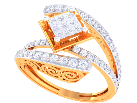 Printable 3D jewelry model of Lady diamond ring 3D Model