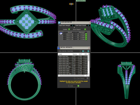 Printable 3D jewelry model of Lady diamond ring Modelo 3D