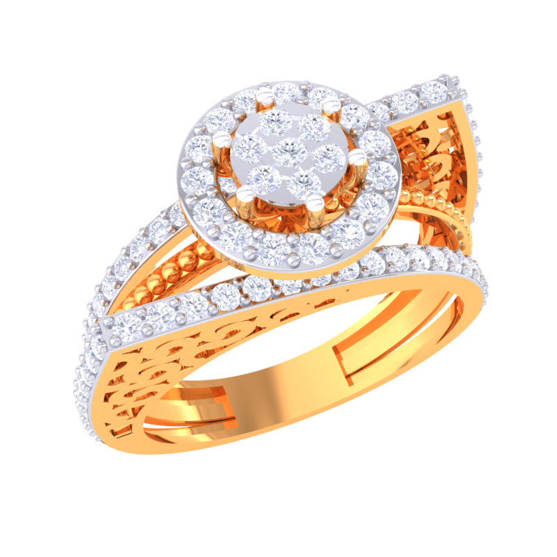 Printable 3D jewelry model of Lady diamond ring 3Dモデル .c4d .max .obj .3ds .fbx .stl .blend