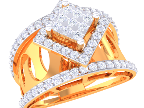 Printable 3D jewelry model of Lady diamond ring 3D Model