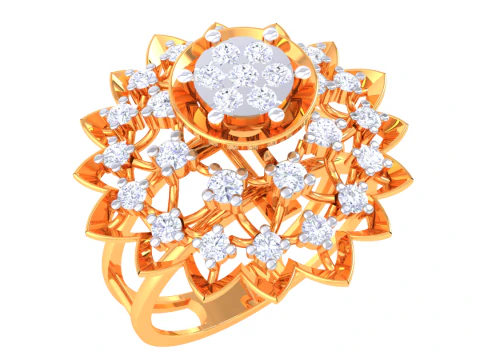 Modelo de joia 3D para impressão do anel de diamante Lady Modelo 3D