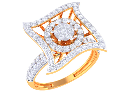 3D-модель ювелирного кольца Lady с бриллиантом для печати 3D Модель