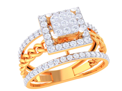 Modelo de joia 3D para impress&atilde;o do anel de diamante Lady Modelo 3D